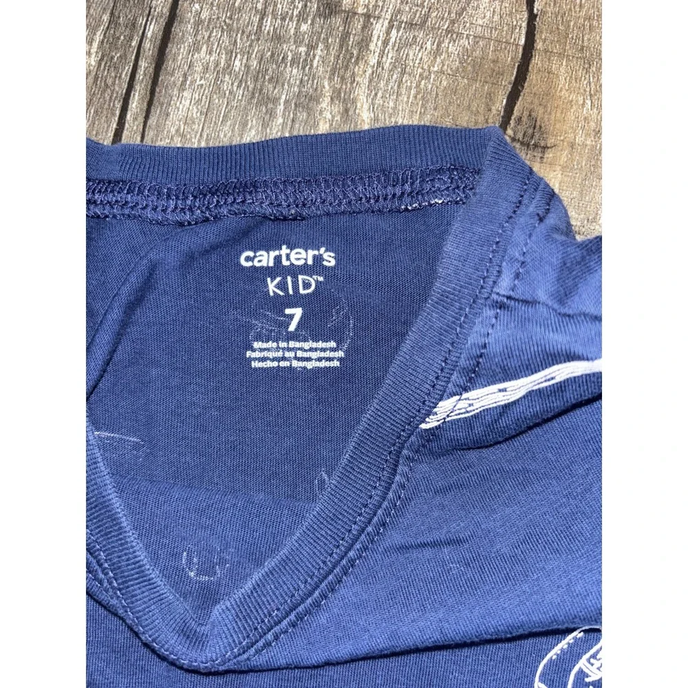 Carters Kid Boys Navy Blue Baseball‎ Print Short Sleeve T-Shirt Size 7